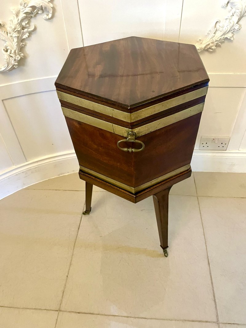 Antique George III Mahogany Wine Cooler/Lamp Table on Stand